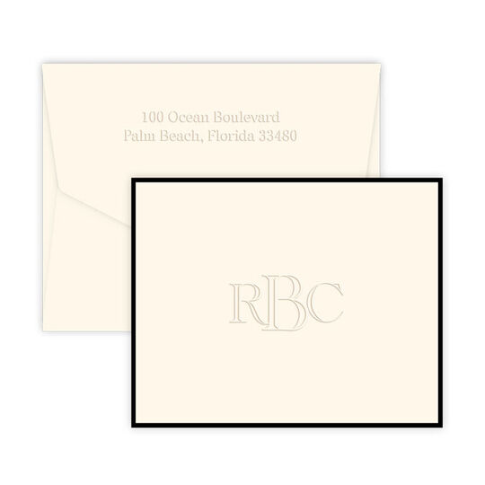 Richmond Monogram Border Folded Note Cards - Embossed